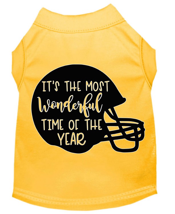 Most Wonderful Time of the Year (Football) Screen Print Dog Shirt Yellow Lg